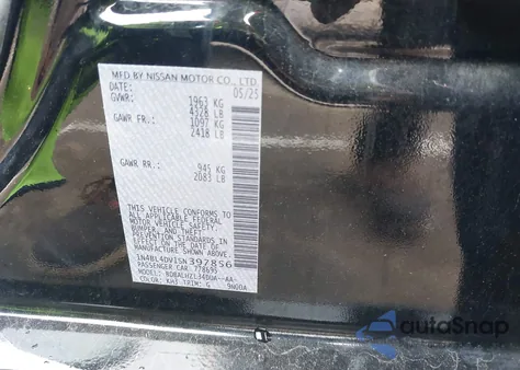 2025 Nissan Altima Sv Fwd из США, поврежденный, VIN 1N4BL4DV1SN397856